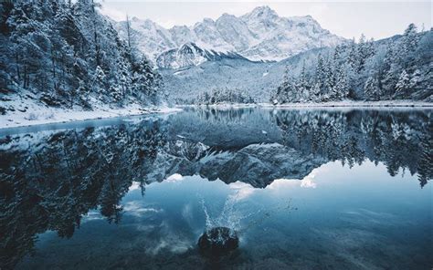 winter, mountain lake, snow, forest, mountains Winter Mountain, Forest ...