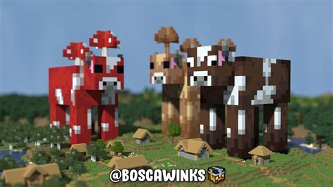 Cow and Mooshroom Mob Statues Minecraft Map