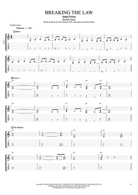 Breaking the Law Tab by Judas Priest (Guitar Pro) - Full Score | mySongBook