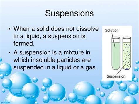 Solutions and suspensions