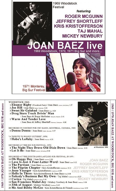 JOAN BAEZ – At Woodstock, Big Sur And More - Crimson Records