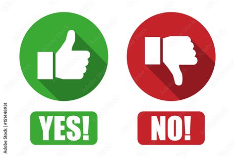 Yes and no button with thumbs up and thumbs down icons Stock Vector ...