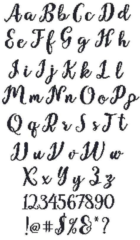 Handwriting Alphabet Cross Stitch Pattern PDF, Written Font needlepoint ...