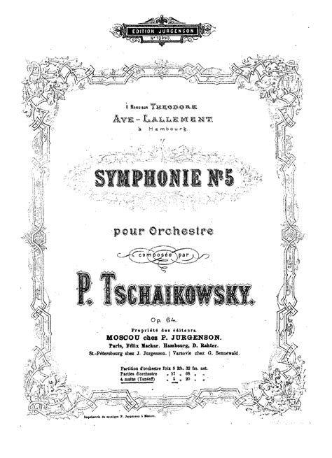 Symphony No.5, Op.64 (Tchaikovsky, Pyotr) - IMSLP: Free Sheet Music PDF ...