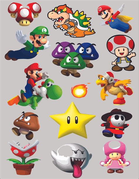 Mario Characters Super Mario Bros Arcade Game Decors Wall Sticker Art Design Decal for Girls ...