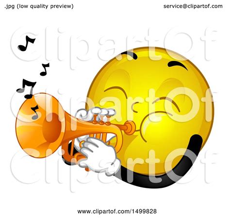 Clipart of a Smiley Emoticon Emoji Playing a Trumpet - Royalty Free ...