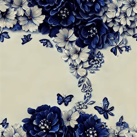 Navy Blue Floral Frame Pattern · Creative Fabrica