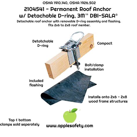 2104541 - Permanent Roof Anchor w/ Detachable D-ring, 3M™ DBI-SALA ...