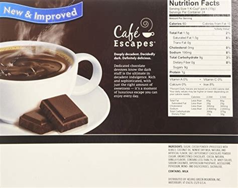 Café Escapes Hot Cocoa, Dark Chocolate, K-Cup Portion Pack for Keurig ...