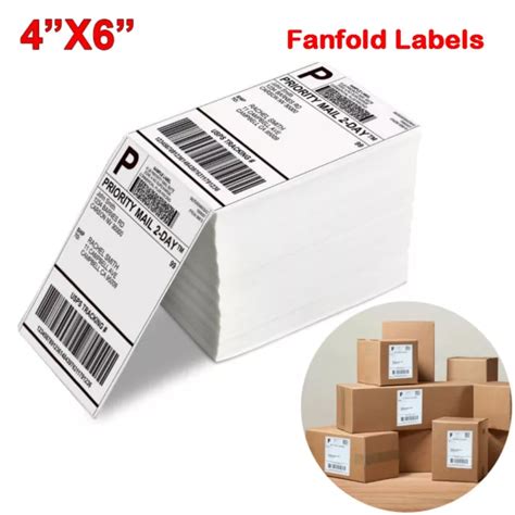 100-1000 4X6 FANFOLD Direct Thermal Shipping Labels for Zebra & Rollo Printer US $19.95 - PicClick