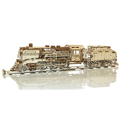 3D Wooden Train Puzzle - Wooden Express + Tender with Rails | Wooden.City