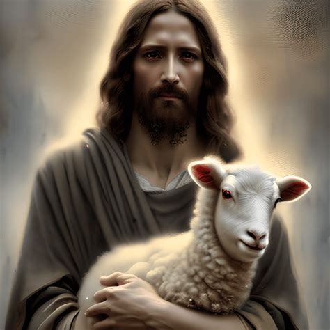 Jesus Christ Holding a Lamb Graphic · Creative Fabrica