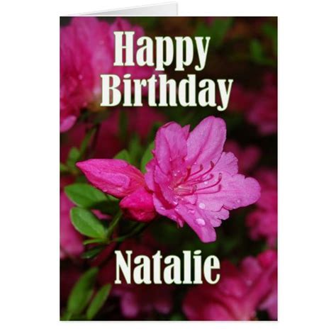 Natalie Pink Azalea Happy Birthday Greeting Card | Zazzle