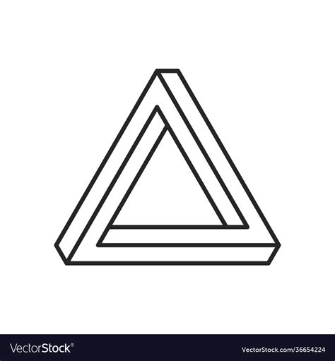 Penrose triangle in line design optical illusion Vector Image