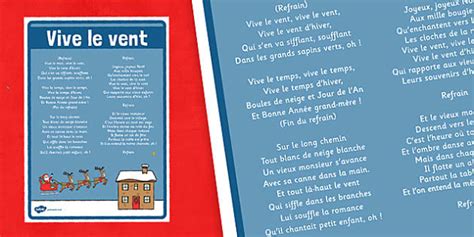 Vive le Vent Lyrics Poster French (teacher made) - Twinkl