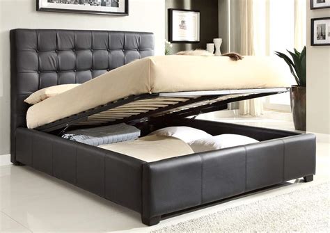 Stylish Leather High End Platform Bed with Extra Storage Lancaster ...