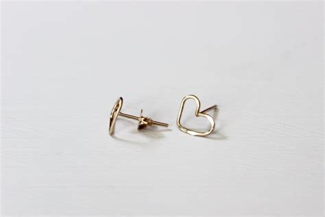 Heart Stud Earrings Heart Earrings Heart Studs - Etsy