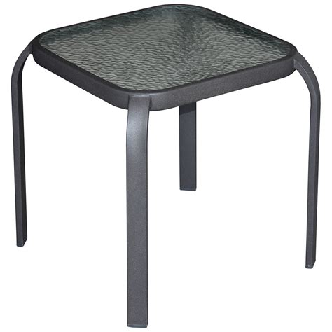 Brown Steel Square-Top Glass Patio Table - 16 in. - At Home | At Home