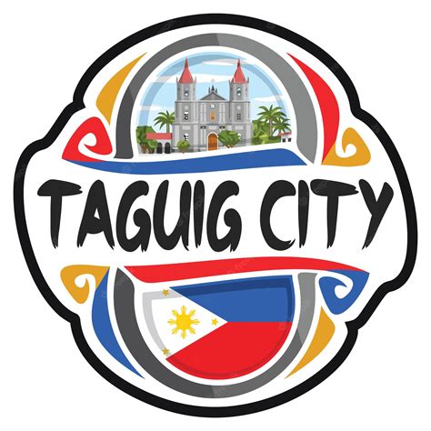 Premium Vector | Taguig city philippines flag travel souvenir skyline ...