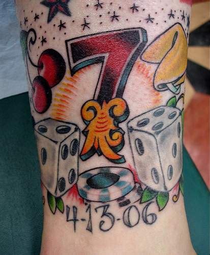 Lucky number seven coloured tattoo - Tattooimages.biz