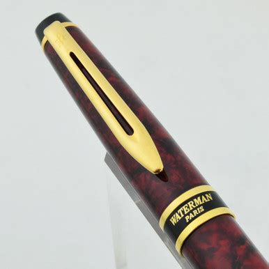 Waterman Expert II Ballpoint Pen - Red Marble Lacquer, Gold Plated Trim ...