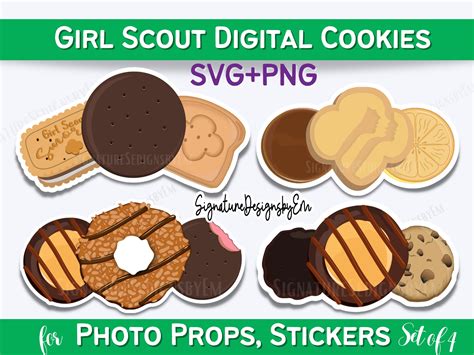 Girl Scout Cookie Clipart/stickers Girl Scout Cookie SVG - Etsy