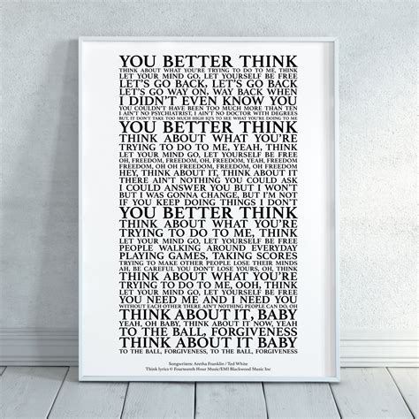 Think Song Lyrics Print Official Licensed Print Poster unframed - Etsy