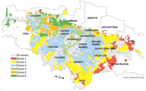 Mapa de Bogotá de localidades por estratos socio-económicos ...