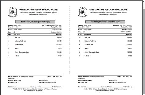 School Fee Receipt Formats - Word Excel Templates