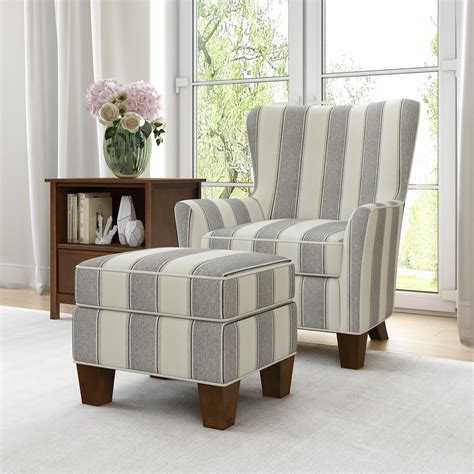 Accent Chair And Ottoman Set / Baxton Studio Benson Contemporary Beige ...