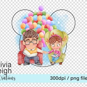 Balloon House Carl and Ellie Cute Clipart Sublimation PNG Files DIGITAL ...