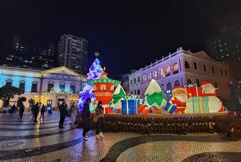 Macau Leal Senado Square Architecture Macao Christmas Decorations Holiday Season Lighting ...