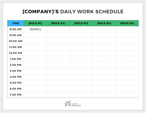 Daily Staff Schedule Template | Buildremote