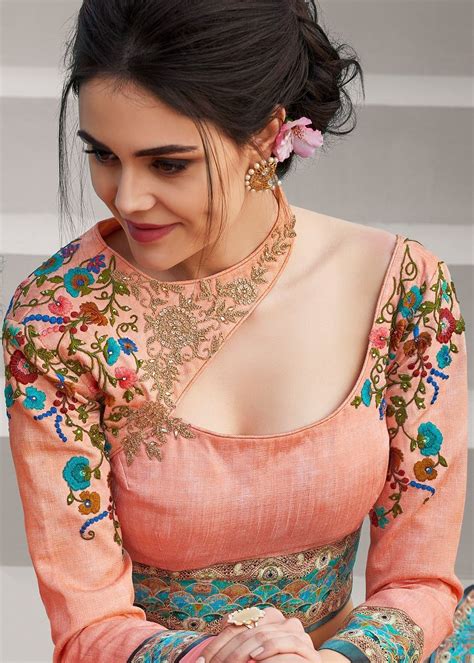 Peach Floral Printed Satin Silk Lehenga Choli Lehenga 1686LG08 in 2020 ...