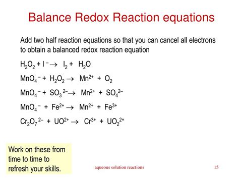 Balancing Redox Reactions Worksheet Work