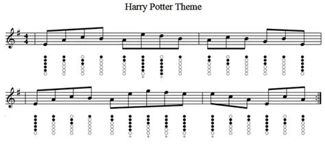 Harry Potter Theme Tune Sheet Music For Tin Whistle - Irish folk songs