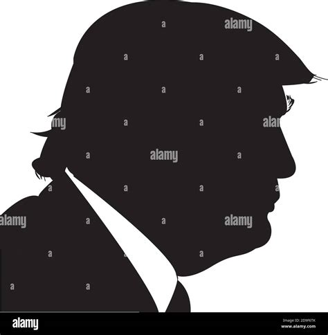 Vector Illustration, side profile Silhouette of Donald J Trump ...