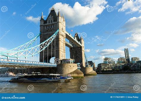 Daylight Establishing Shot London Iconic Landmark Tower Bridge. River ...