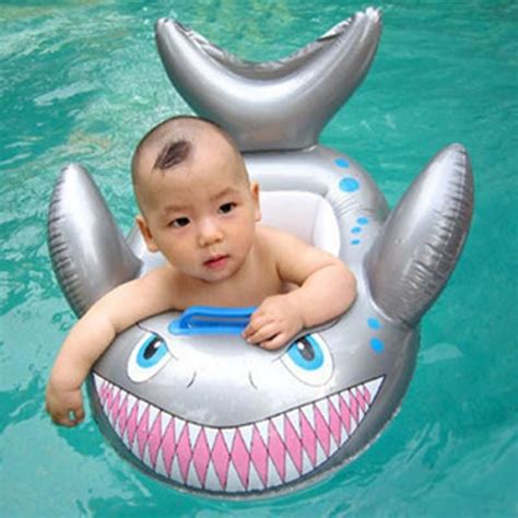 1PC Funny Baby Kids Grey Shark Shape Inflatable Swimming Pool Seat Ring Summer Outdoor Fun Toys ...