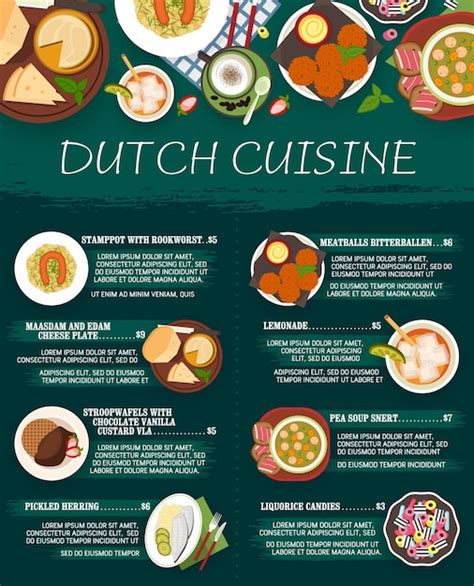 Premium Vector | Dutch cuisine menu or Netherlands food dishes