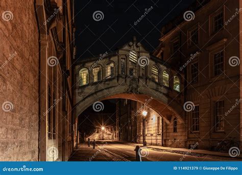 The Romantic Bridge of Sighs in Oxford at Night - 2 Stock Image - Image ...