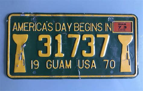 Vintage 1970 Guam License Plate | #2006341908