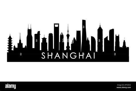 Shanghai skyline silhouette. Black Shanghai city design isolated on ...