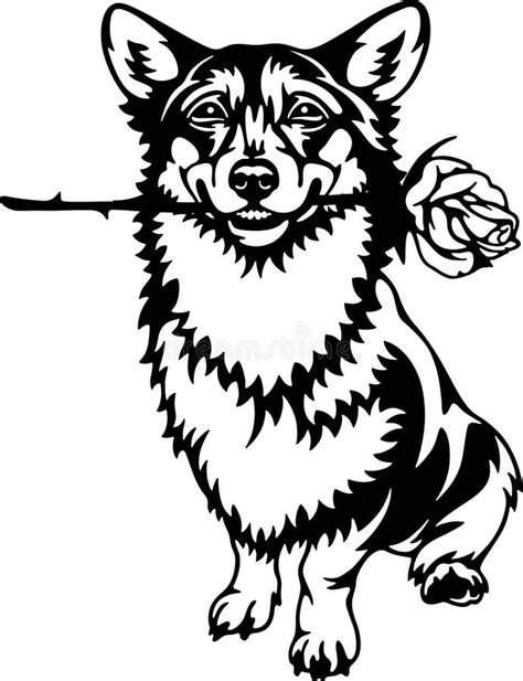 Funny Corgi Dog - Funny Dog - Pet Dog Vector Clipart, Dog Silhouette Stencil Stock Illustration ...