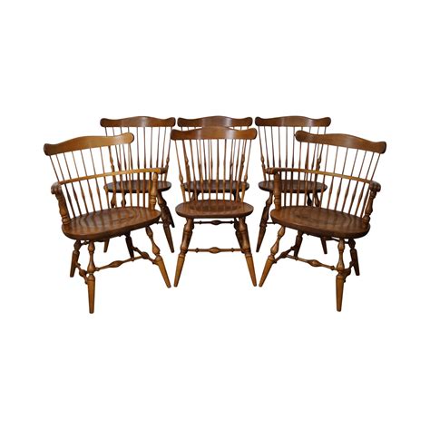 Ethan Allen Nutmeg Solid Maple Windsor Style Dining Chairs - Set of 6 | Chairish