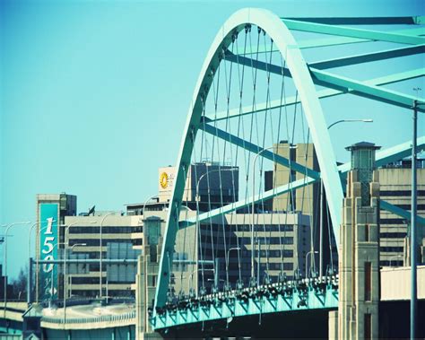 Photo Print Providence River Bridge Turquoise Blue Bridge