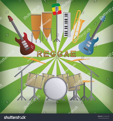 Reggae Music Instruments Stock Vector Illustration 217944139 : Shutterstock