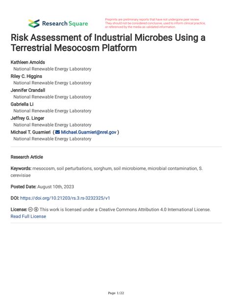 (PDF) Risk Assessment of Industrial Microbes Using a Terrestrial ...