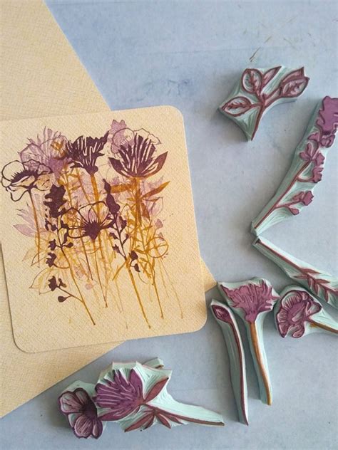 Wild Flower Rubber Stamp for Art Journal Floral Decorative - Etsy ...