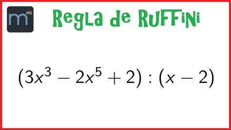 observación Organizar Monetario aplicar regla de ruffini de nuevo Tengo una clase de ingles confiar